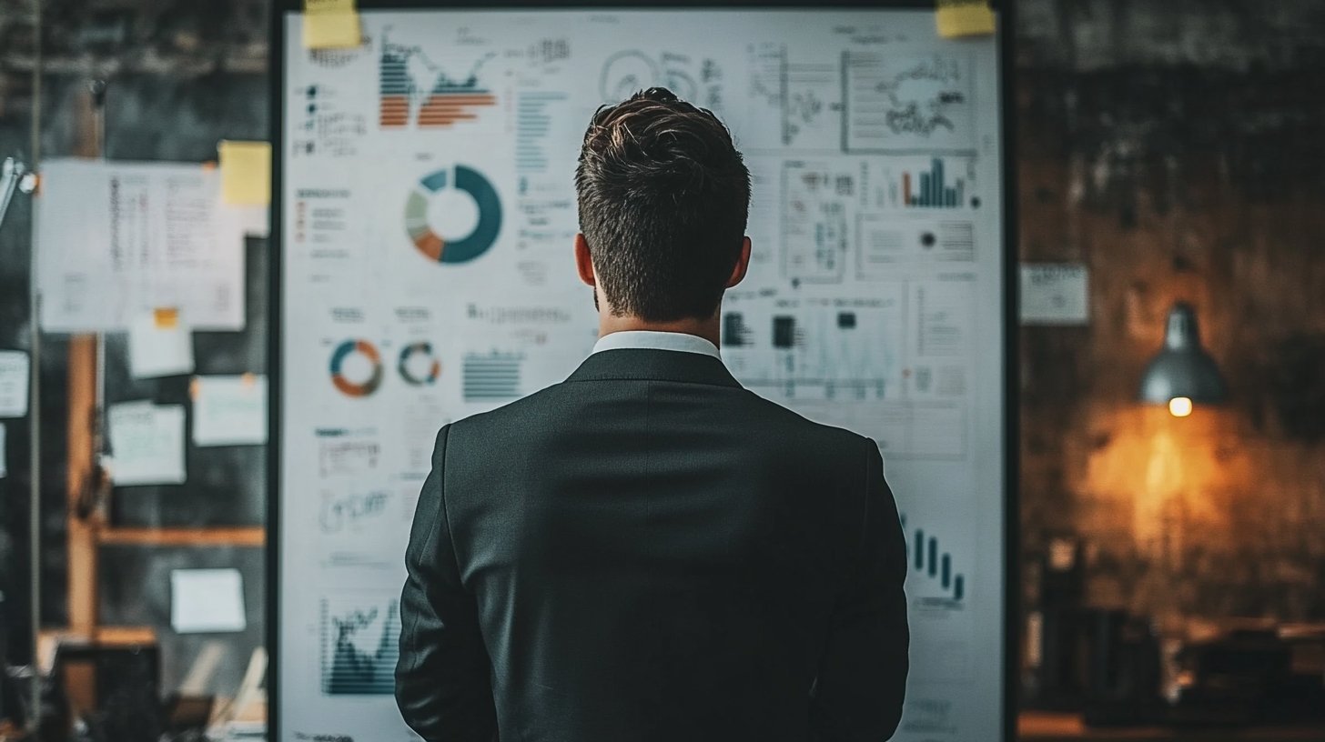 Investisseur représentation d'une personnes regardant les chiffres avant d'investir