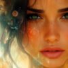 peinture du visage d'une femme réalisé en digital painting