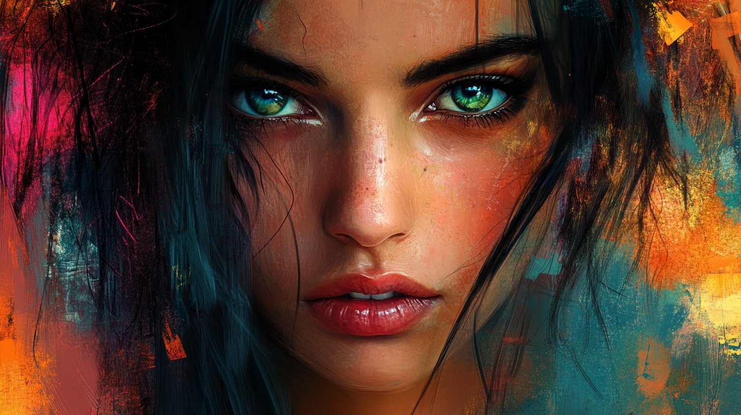 Peinture-digital-painting-2 peinture du visage d'une femme réalisé en digital painting