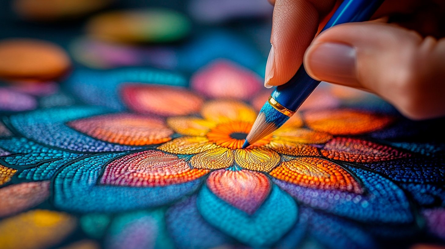 Un mandala en cours de coloriage Un mandala en cours de coloriage, pour illustrer l’effet méditatif de l’art
