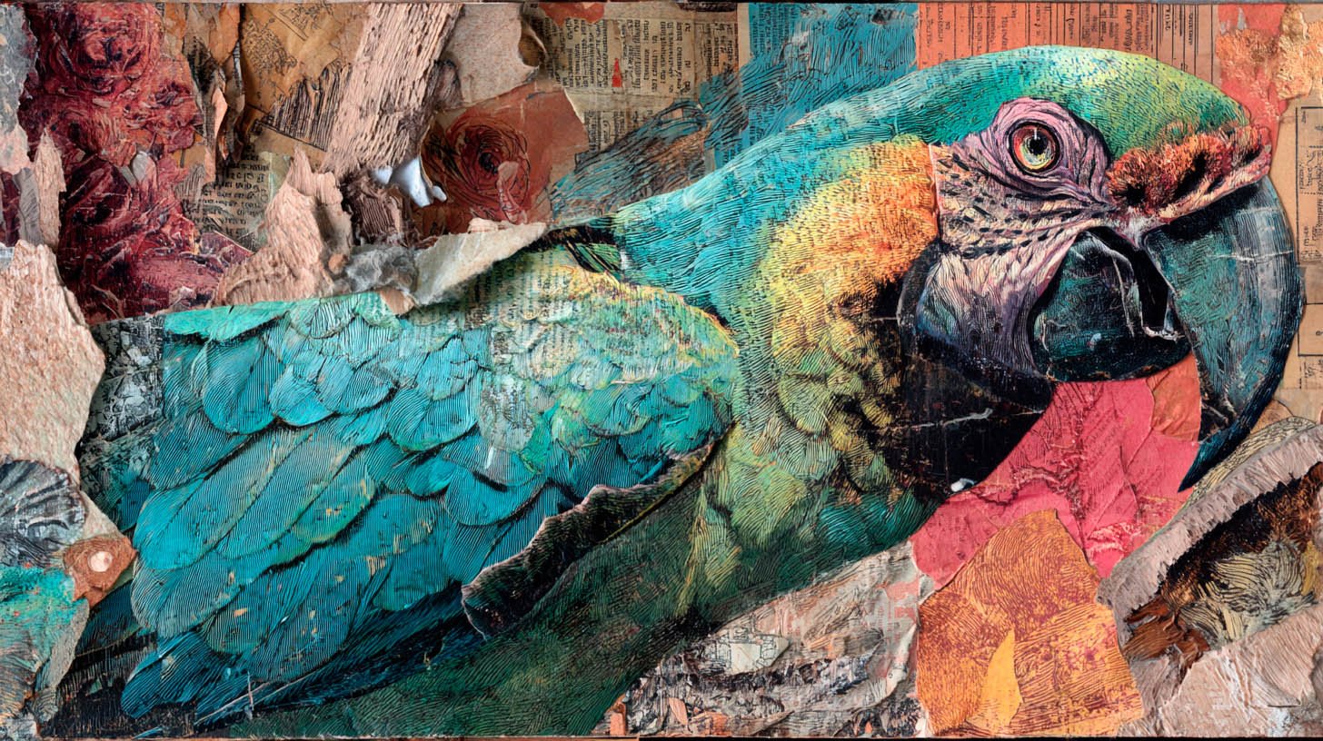 Collage numerique 5 Tableau d'un collage numérique d'un perroquet
