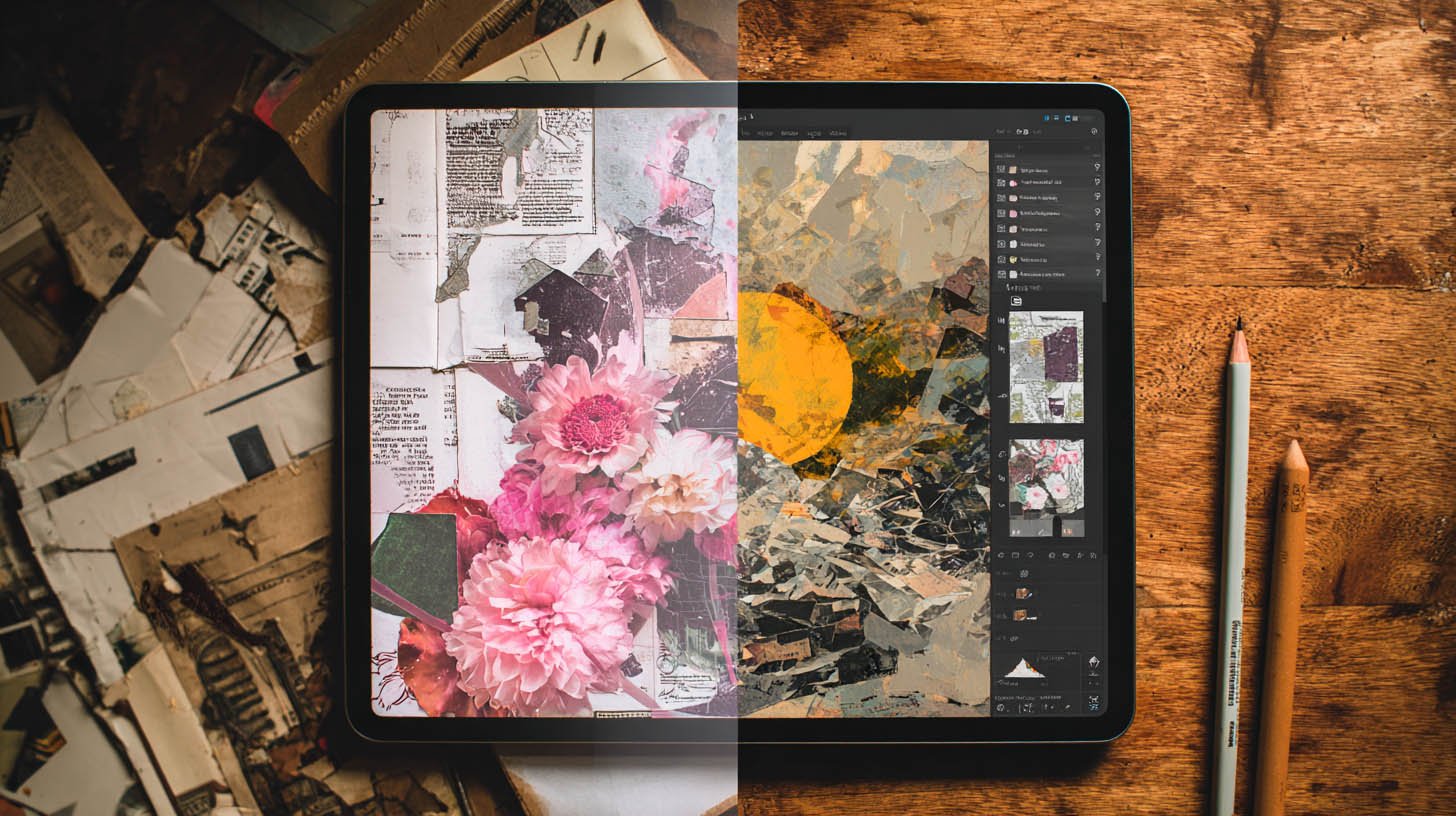 Collage numerique 7 Tableau d'un collage numérique ancienne et nouvelle technique